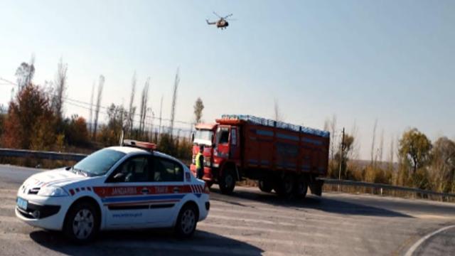 Eskişehir'de helikopterli trafik denetimi