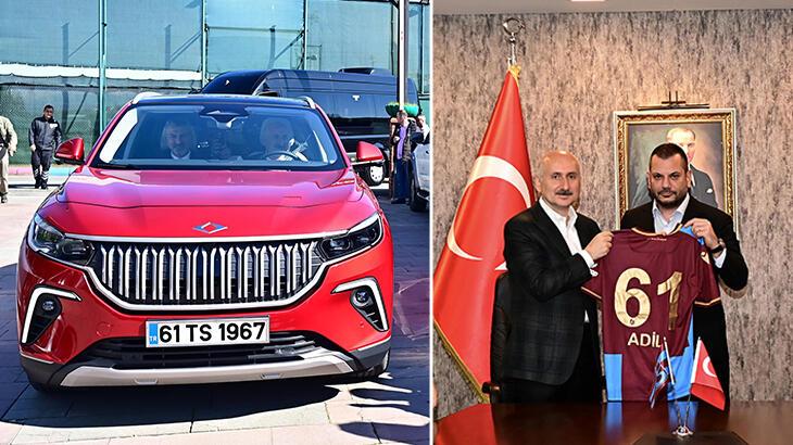 Bakan Karaismailoğlu'ndan Trabzonspor'a Togg ile ziyaret