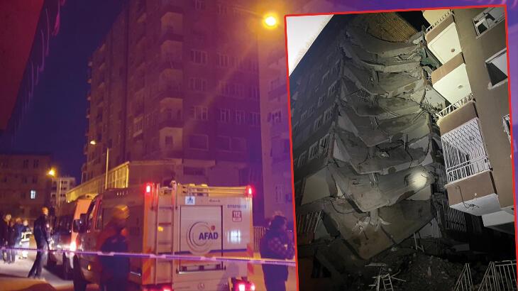 Diyarbakır'da ağır hasarlı apartmanın bir kısmı çöktü, etrafındaki binalar boşaltıldı
