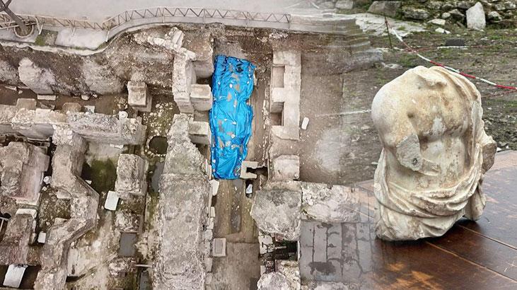 Saraçhane Arkeoloji Parkı'nda Roma devrine ilişkin heykel bulundu