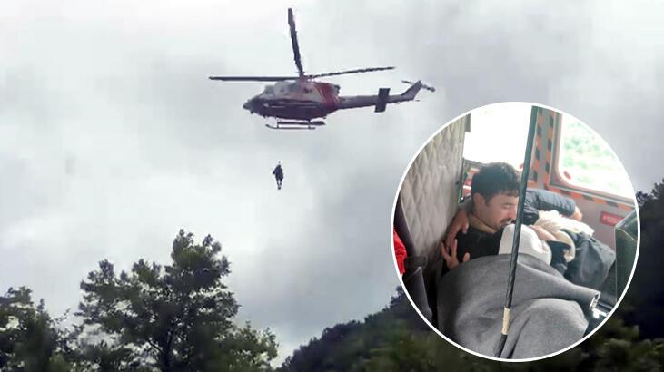 Şile'de yağmur sonrası mahsur kalanlar helikopterle kurtarıldı