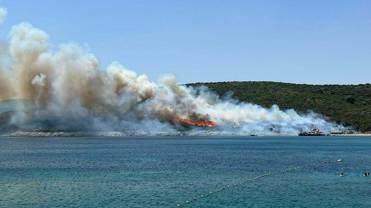 Urla'daki maki yangını güç nakil sınırından çıkmış